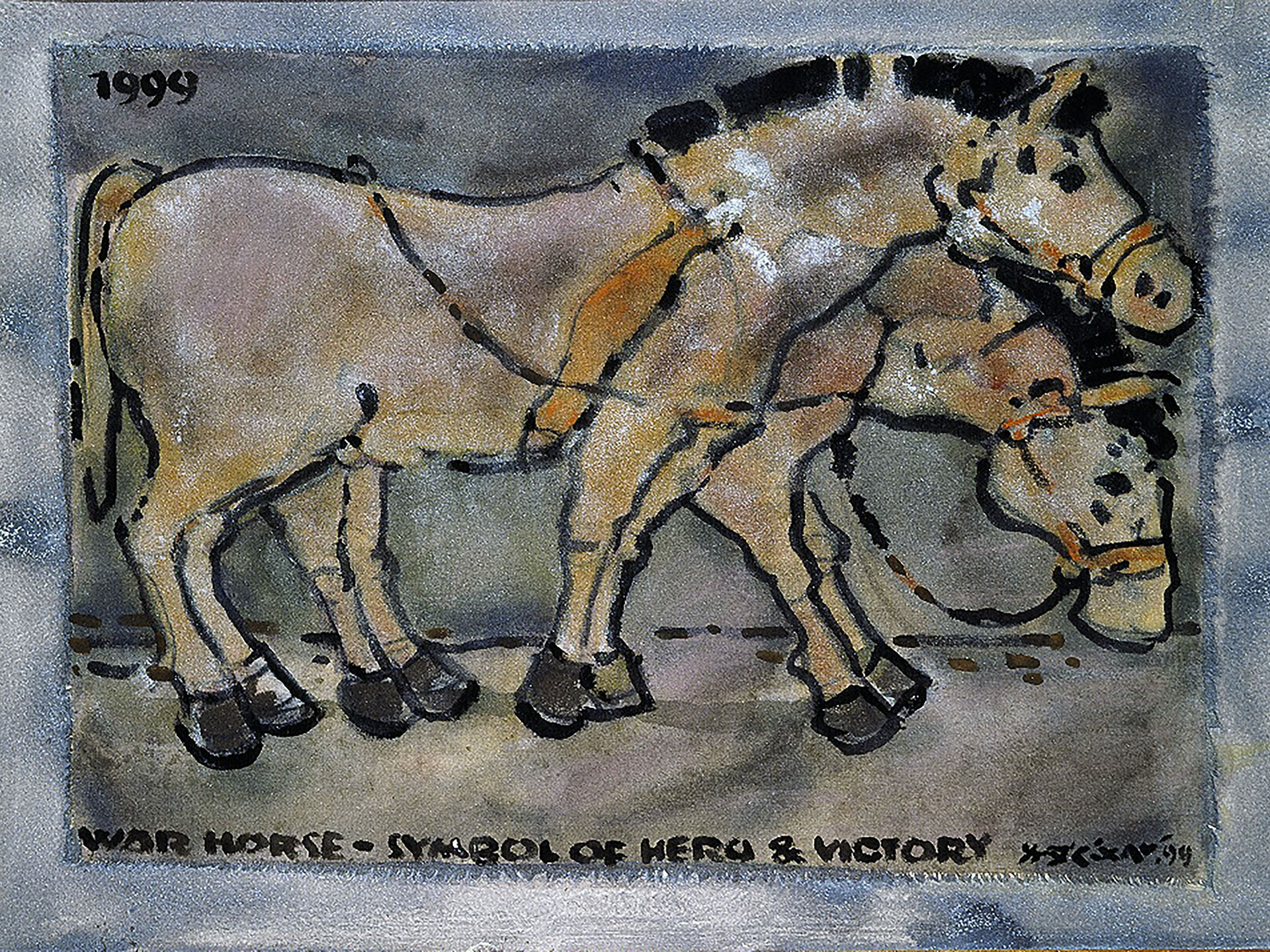 劉其偉-馳驅-35X48CM-1999-混媒